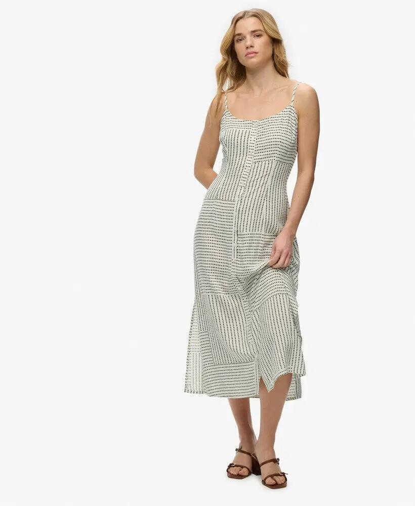 superdry Vestido midi camiseiro estampado com alças ajustáveis Slim fit 3/7