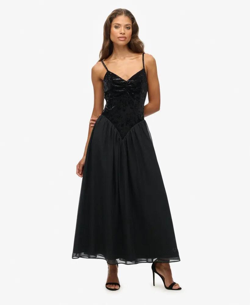 superdry Vestido midi corsé em veludo – Ajuste slim 2/7