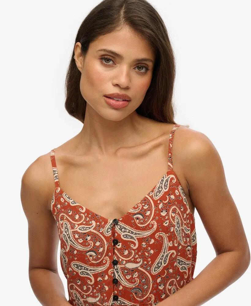 superdry Vestito midi a balze con mezza abbottonatura in viscosa - Boho Paisley 2/7