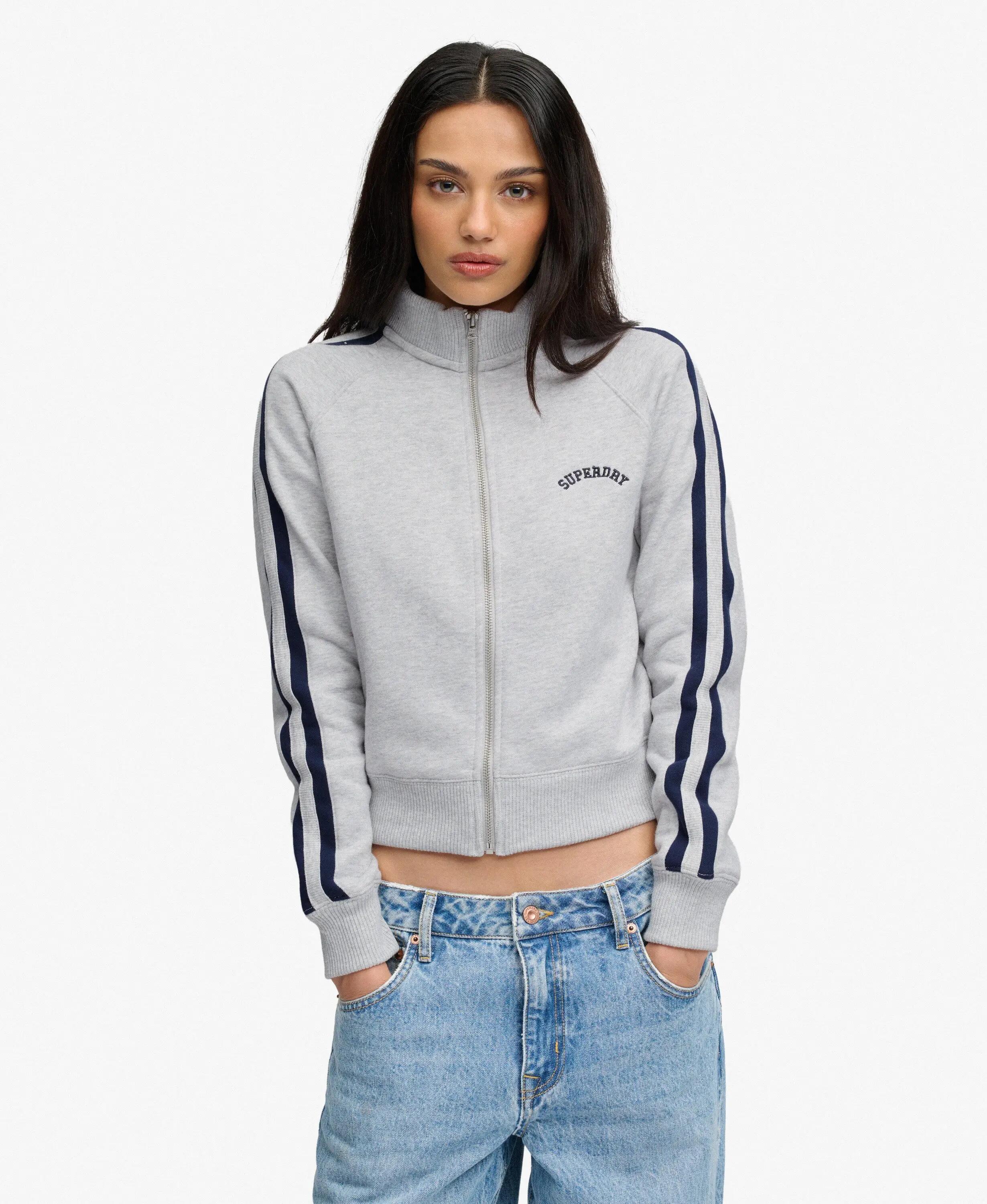 superdry Athletic Essentials Logo Track Top Glacier Grey Marl 2/5