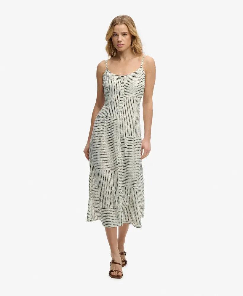 superdry Vestido midi camiseiro estampado com alças ajustáveis Slim fit 2/7