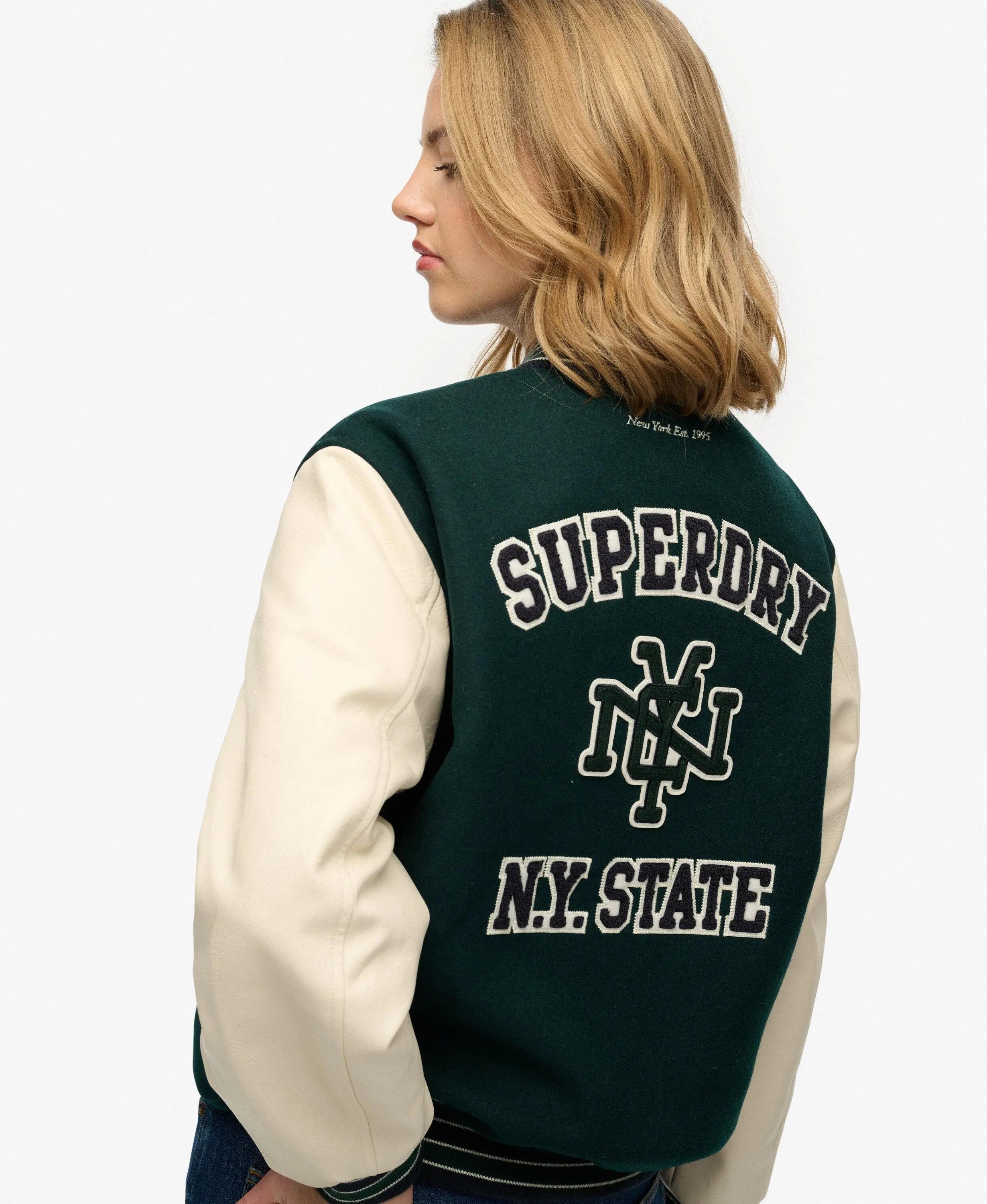 superdry Casaco Bomber Varsity Patched em Lã e Poliéster Reciclado 2/7