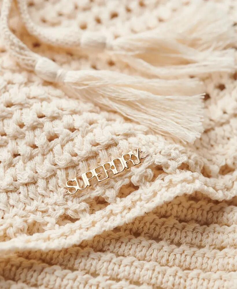superdry Top curto halter crochet em algodão-poliéster Buttercream 6/7