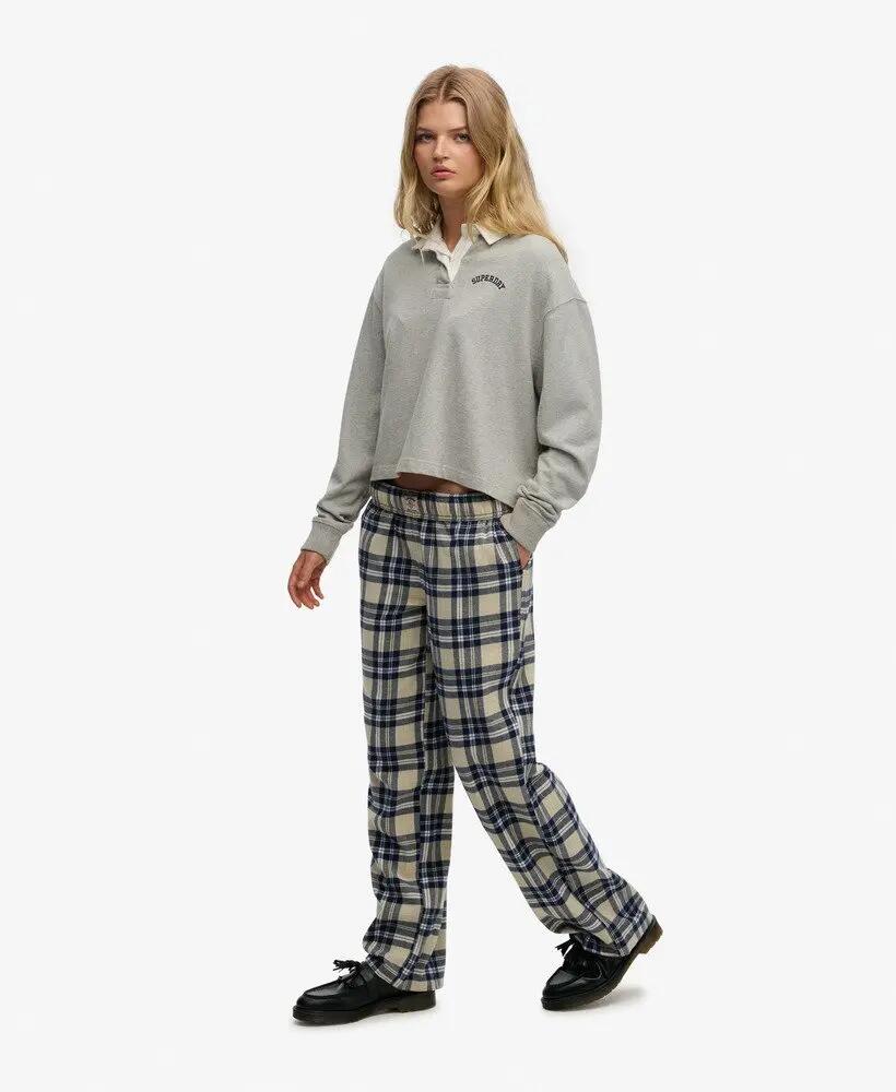superdry Pantalon coton à carreaux – taille élastique, coupe large 3/7