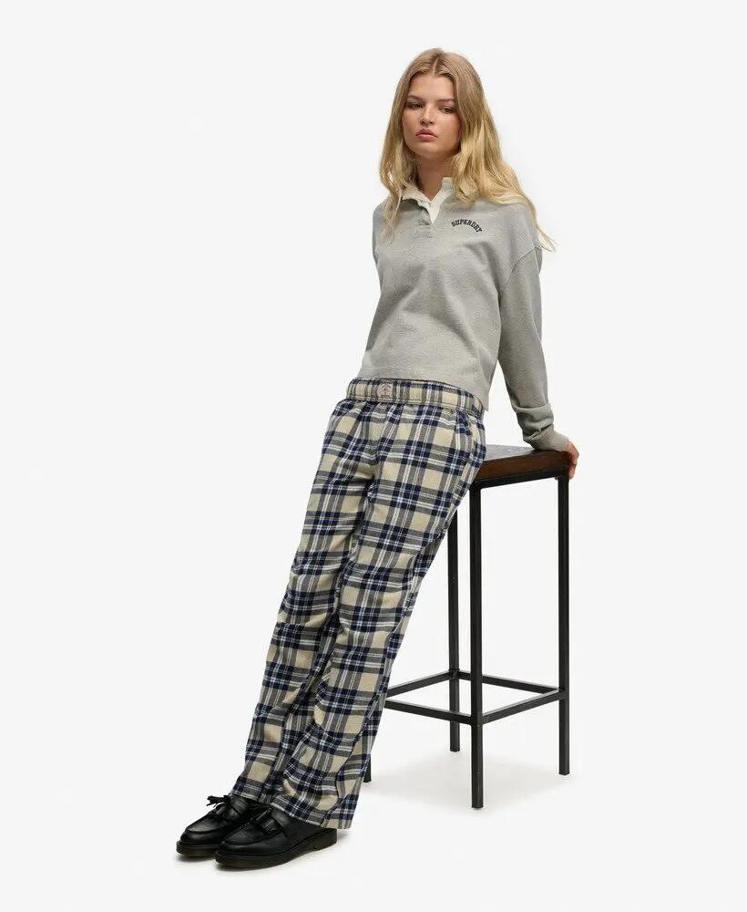 superdry Pantalon coton à carreaux – taille élastique, coupe large 2/7