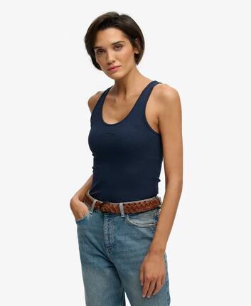 superdry Débardeur Essential Logo Scoop en coton biologique – Richest Navy