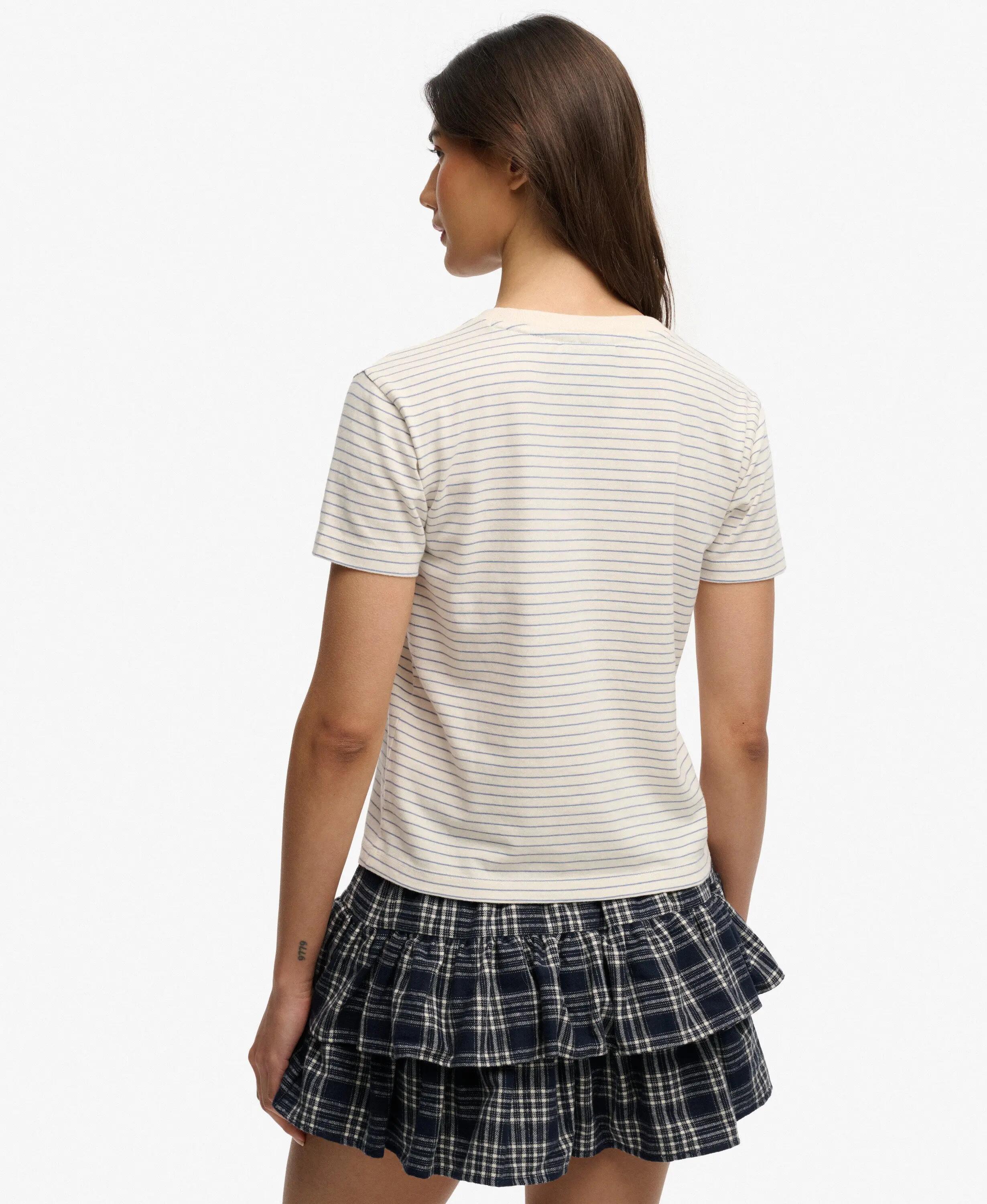 superdry T-shirt ajuste slim Essential Logo às riscas algodão biológico – 5/6