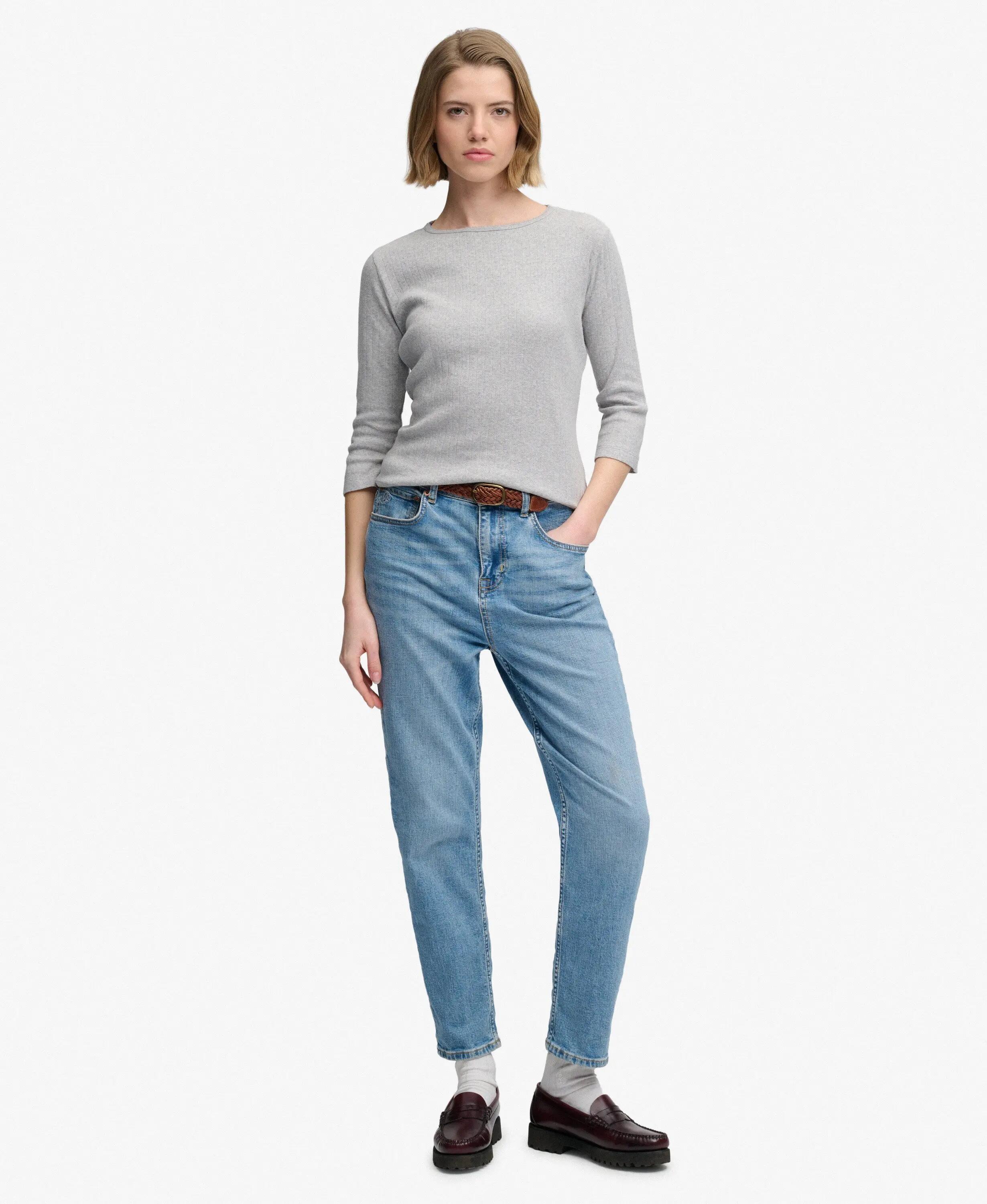 superdry Top Athletic Essentials Pointelle manga 3/4 em algodão biológico 3/7