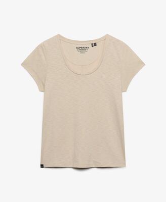 Superdry studios scoop neck t‑shirt slim fit katoen/lyocell – feather grey