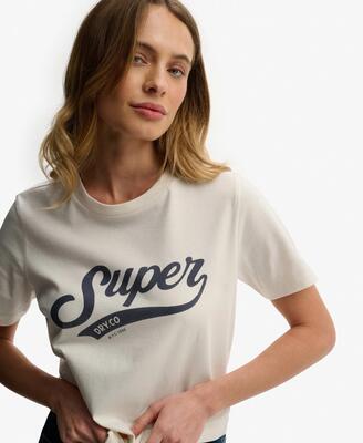 Superdry varsity script t‑shirt van biologisch katoen - relaxed fit