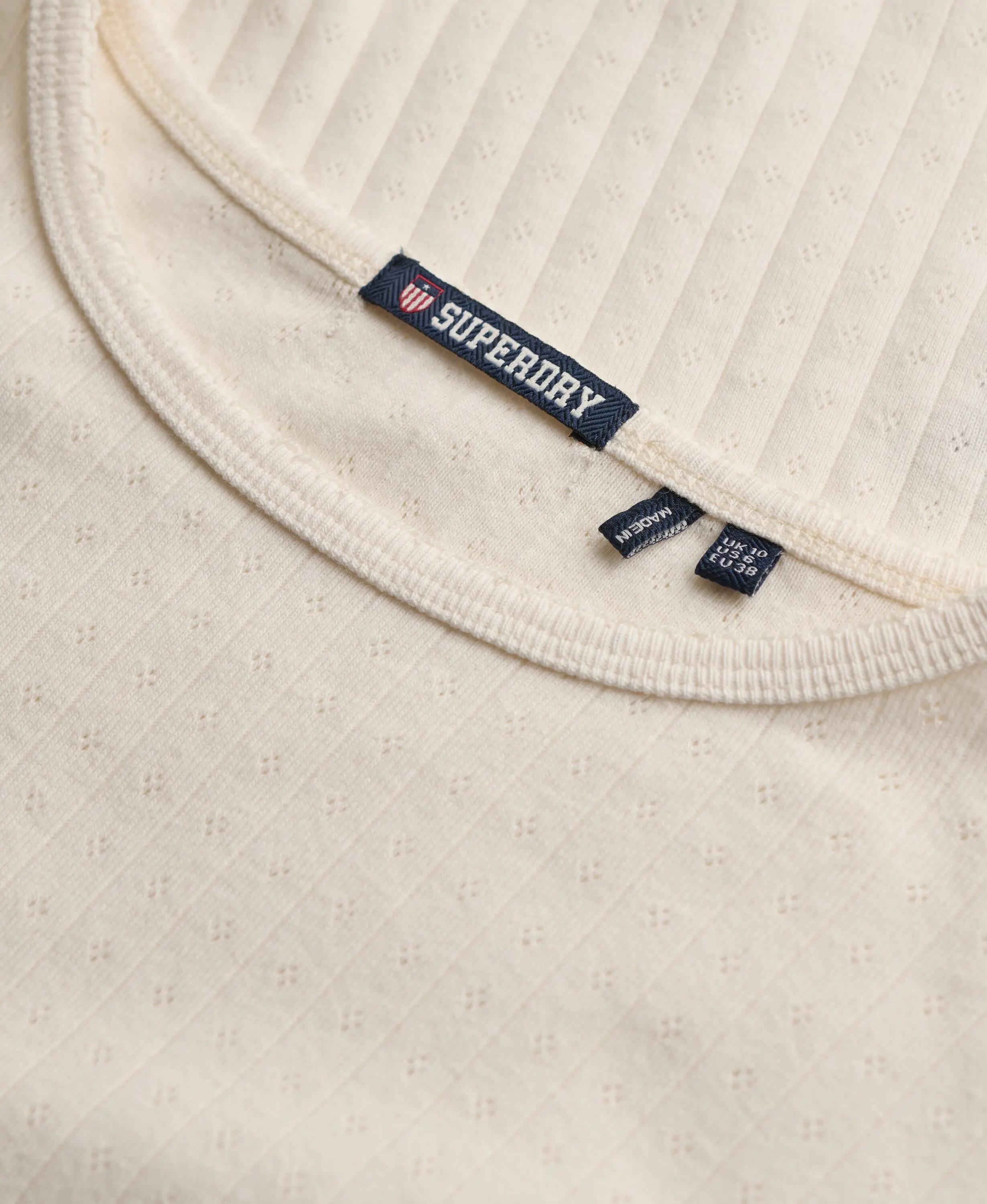 superdry Top Athletic Essentials Pointelle manica 3/4 in cotone bio – Desert 6/7