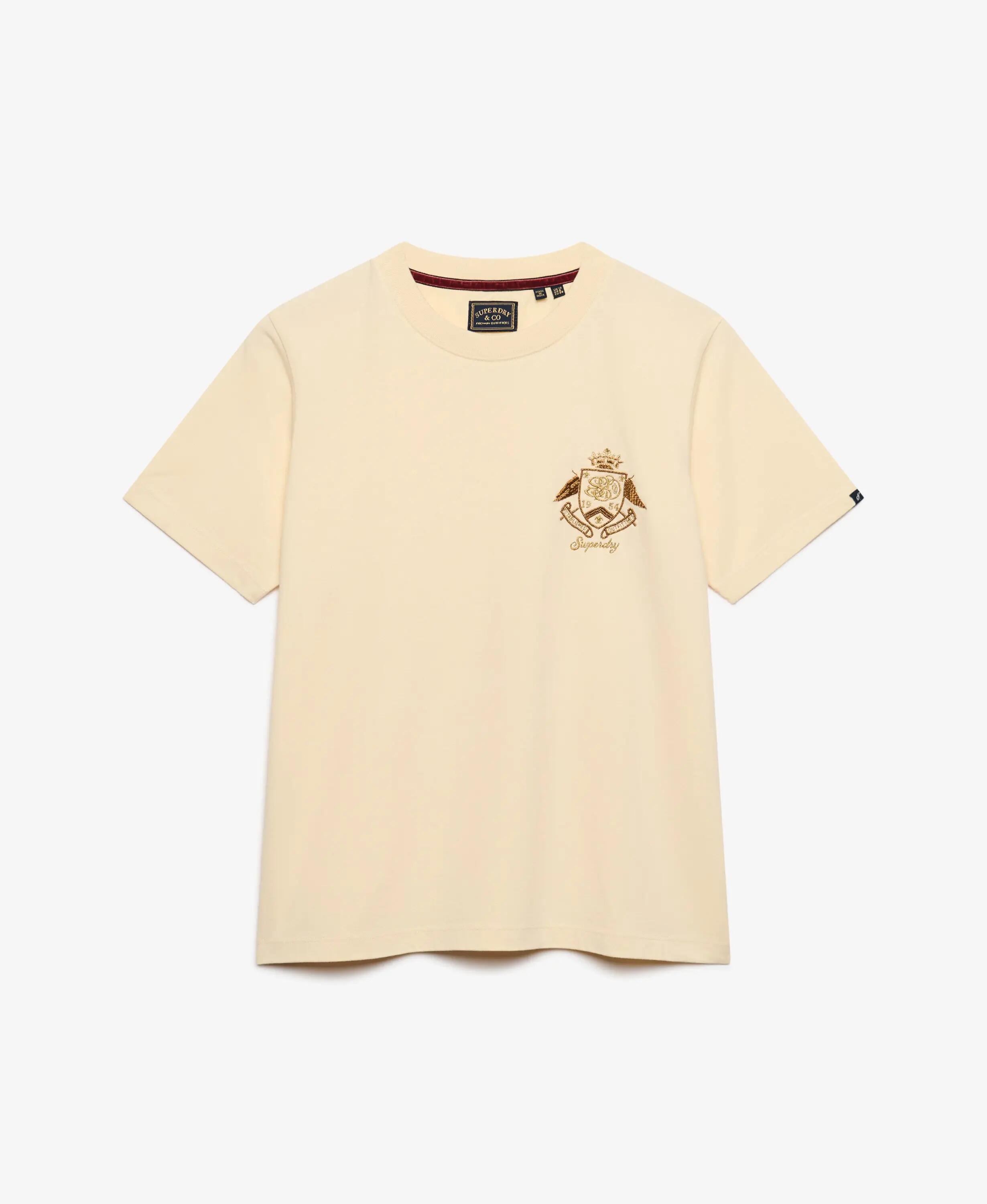 superdry T-shirt Crest decorada em algodão biológico – Natural Cream 7/7