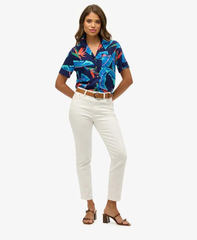 superdry Camisa Beach Resort de viscosa con estampado Navy Paradise 3/7