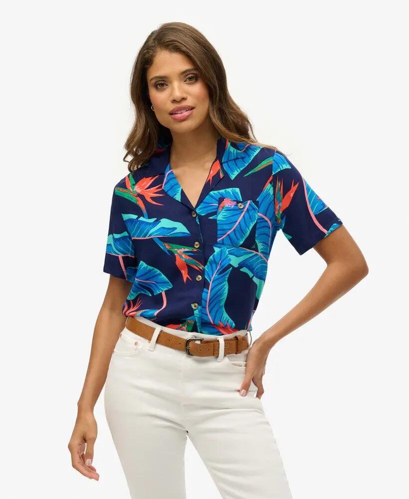superdry Camisa Beach Resort de viscosa con estampado Navy Paradise 2/7