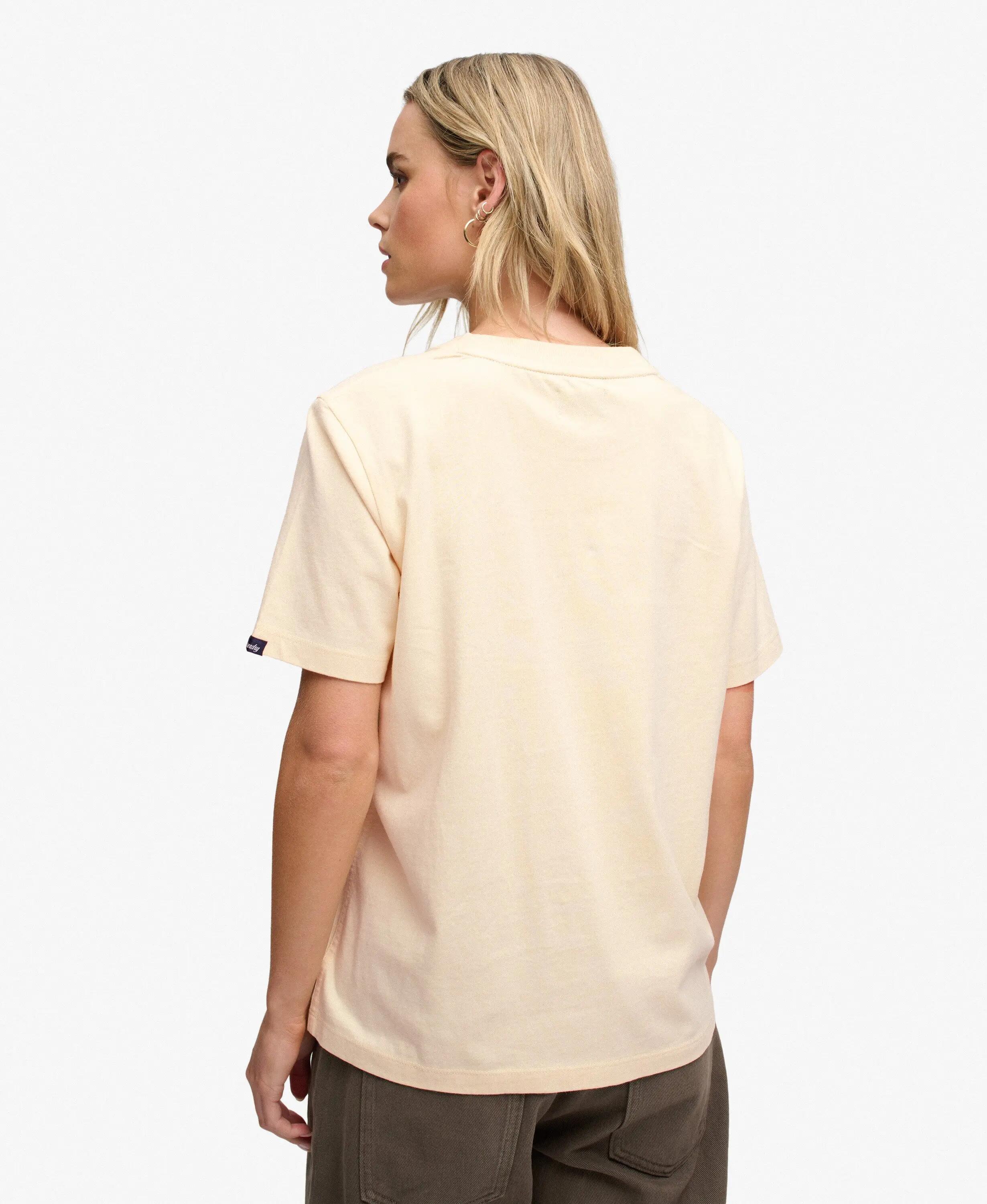 superdry T-shirt Crest decorada em algodão biológico – Natural Cream 5/7