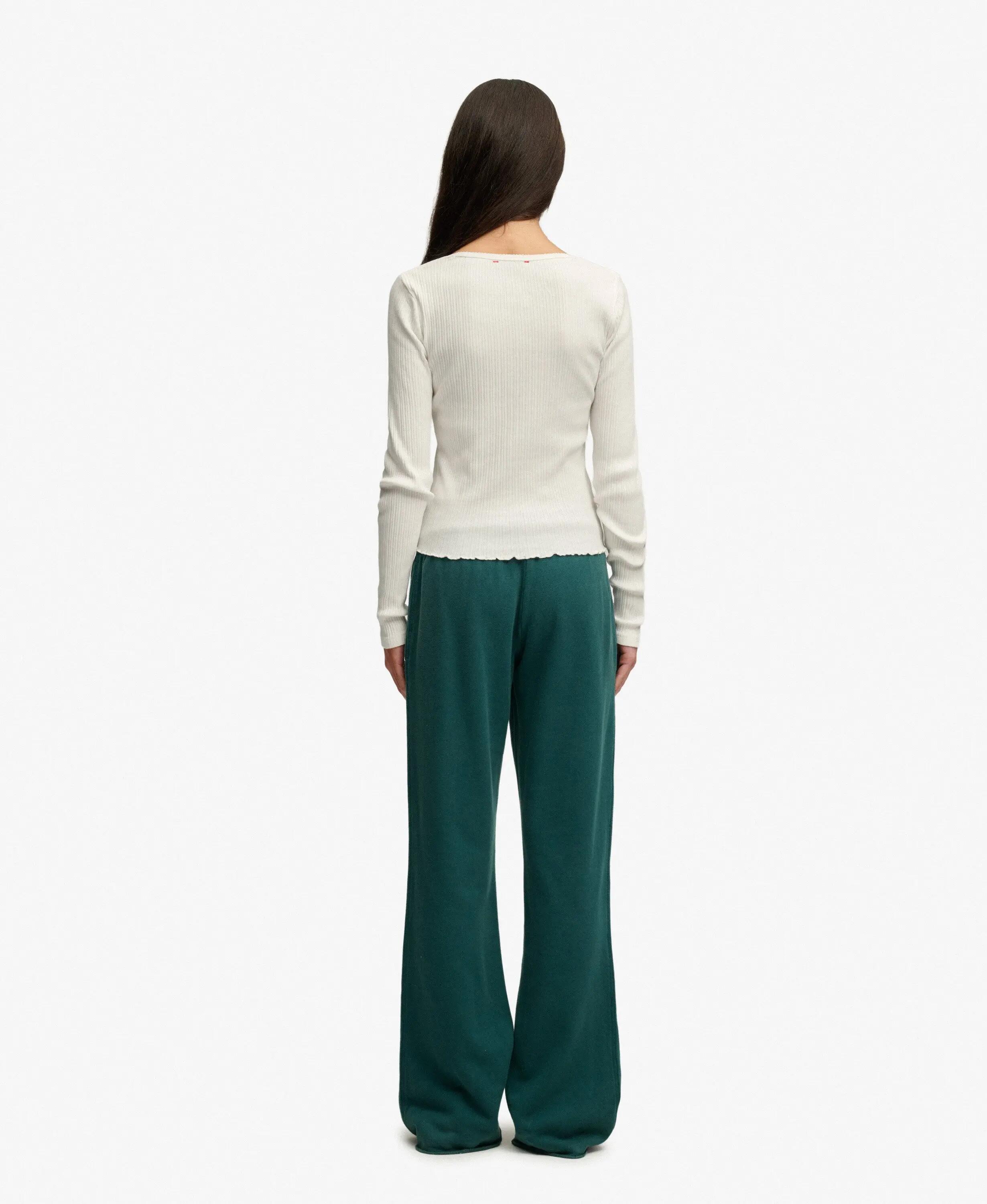 superdry Calças Jogger Flare Cintura Baixa em Algodão – Dark Pine Green 6/6