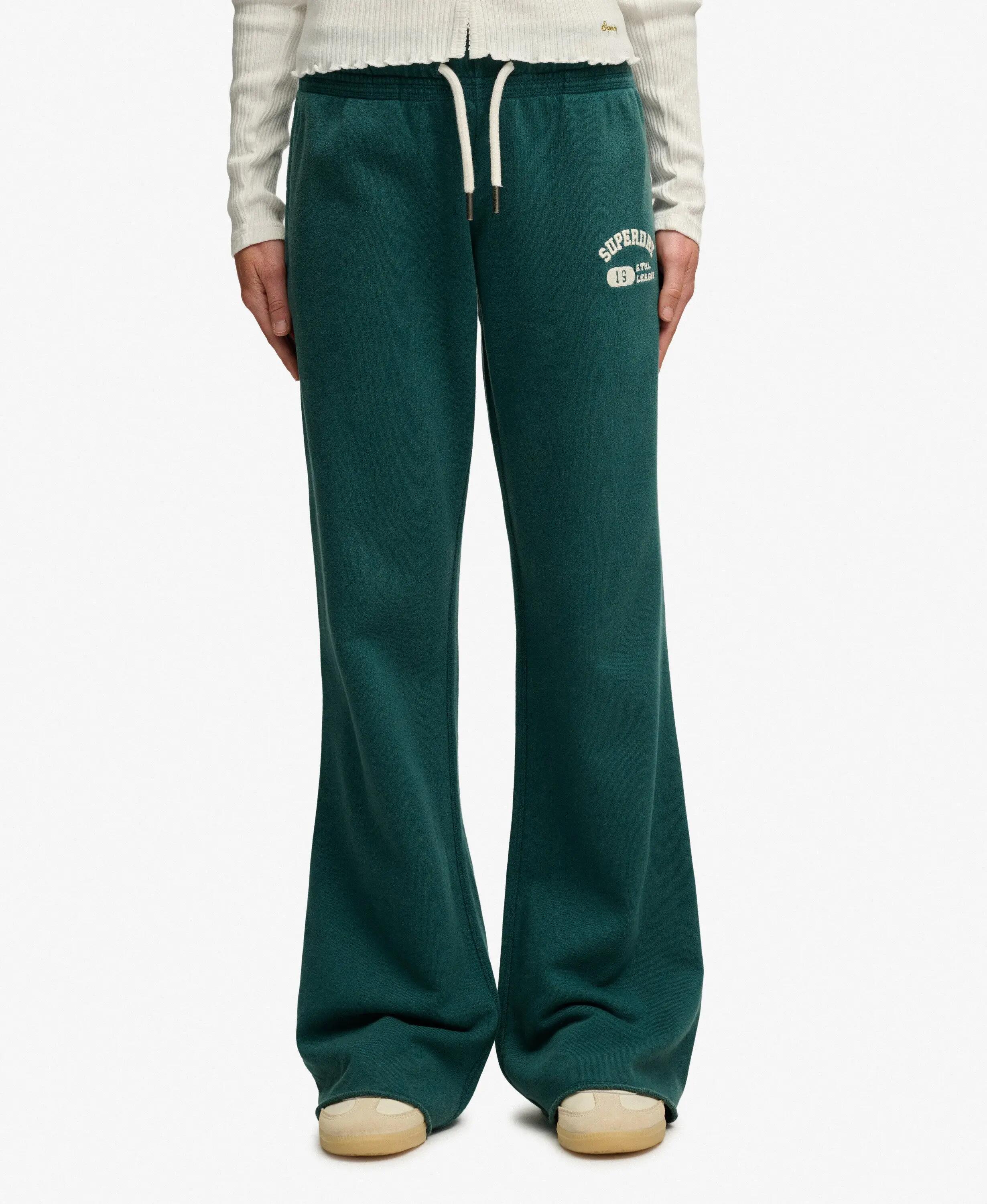 superdry Calças Jogger Flare Cintura Baixa em Algodão – Dark Pine Green 4/6