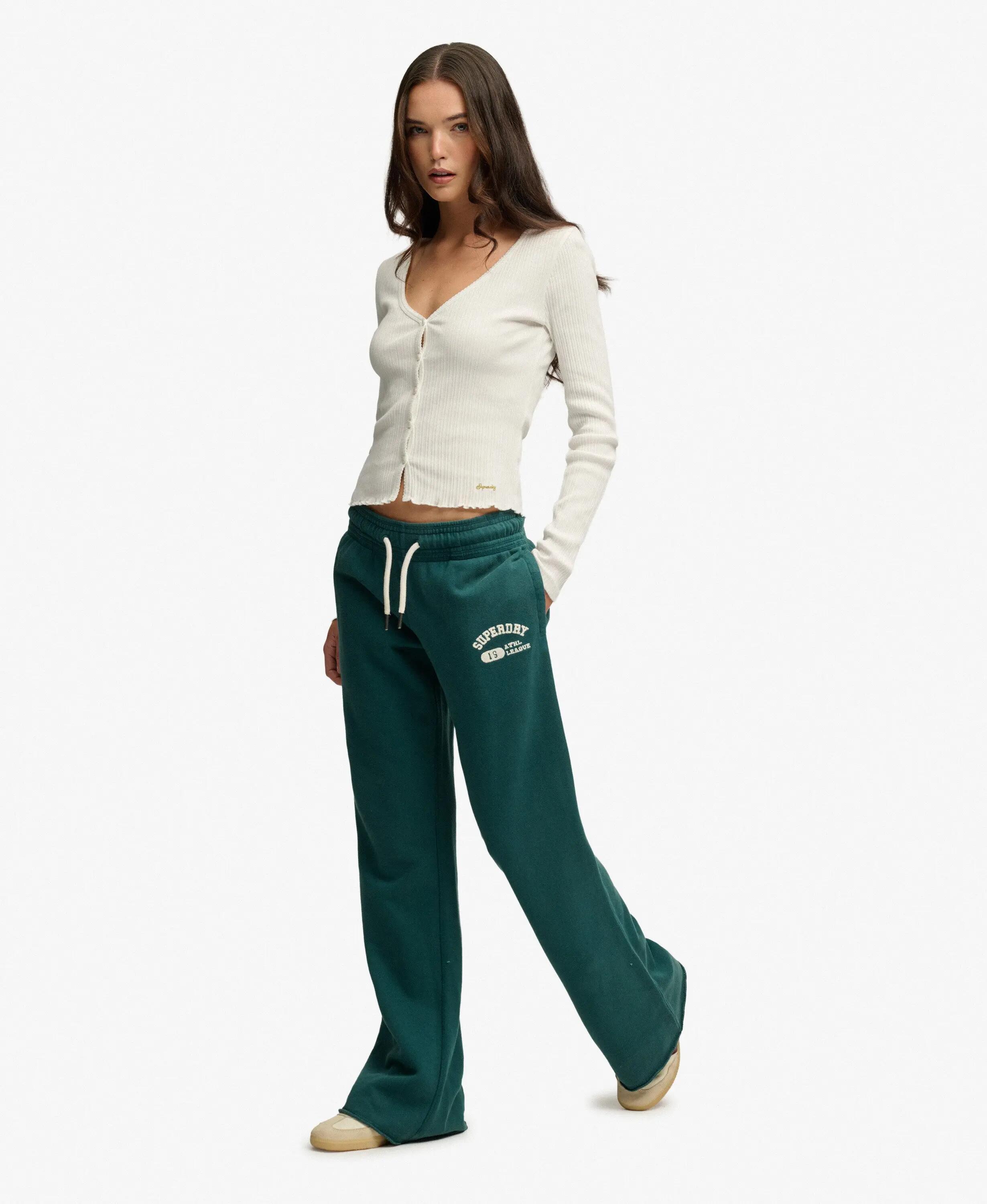 superdry Calças Jogger Flare Cintura Baixa em Algodão – Dark Pine Green 3/6