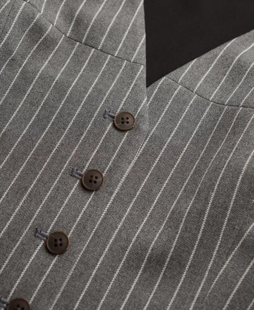 superdry Pinstripe Waistcoat colete slim riscas Cinzento 6/7