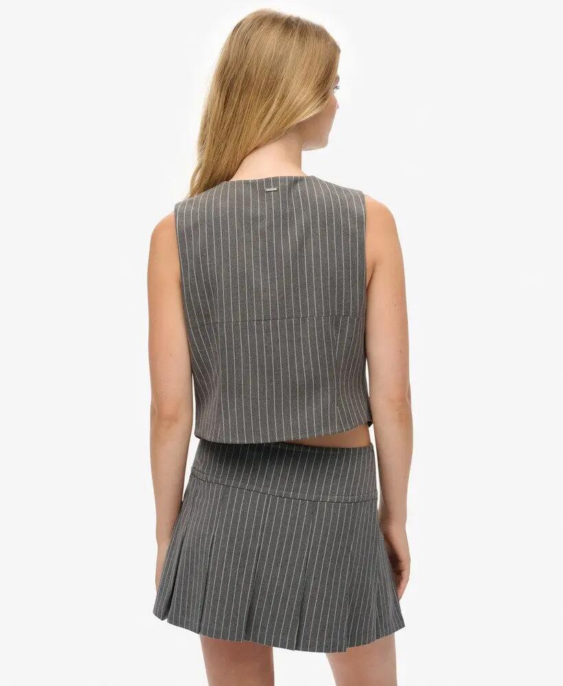 superdry Pinstripe Waistcoat colete slim riscas Cinzento 5/7