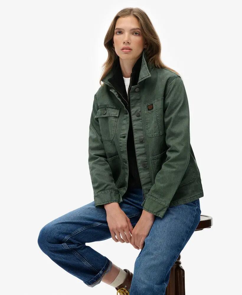 superdry Chore Jacket feminina – corte relaxed, Balsam Green 2/7