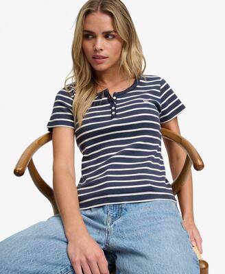 Superdry athletic essentials t‑shirt met knoopsluiting in jersey – standard