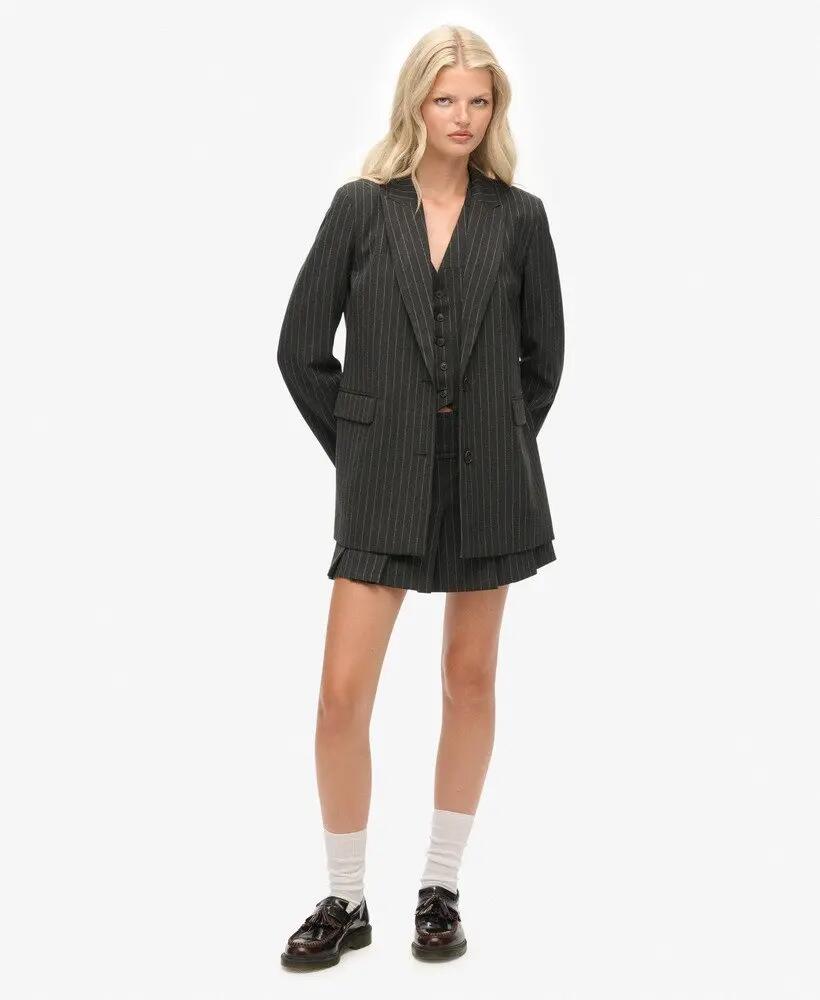 superdry Marynarka Pinstripe Boyfriend Blazer slim 4/7