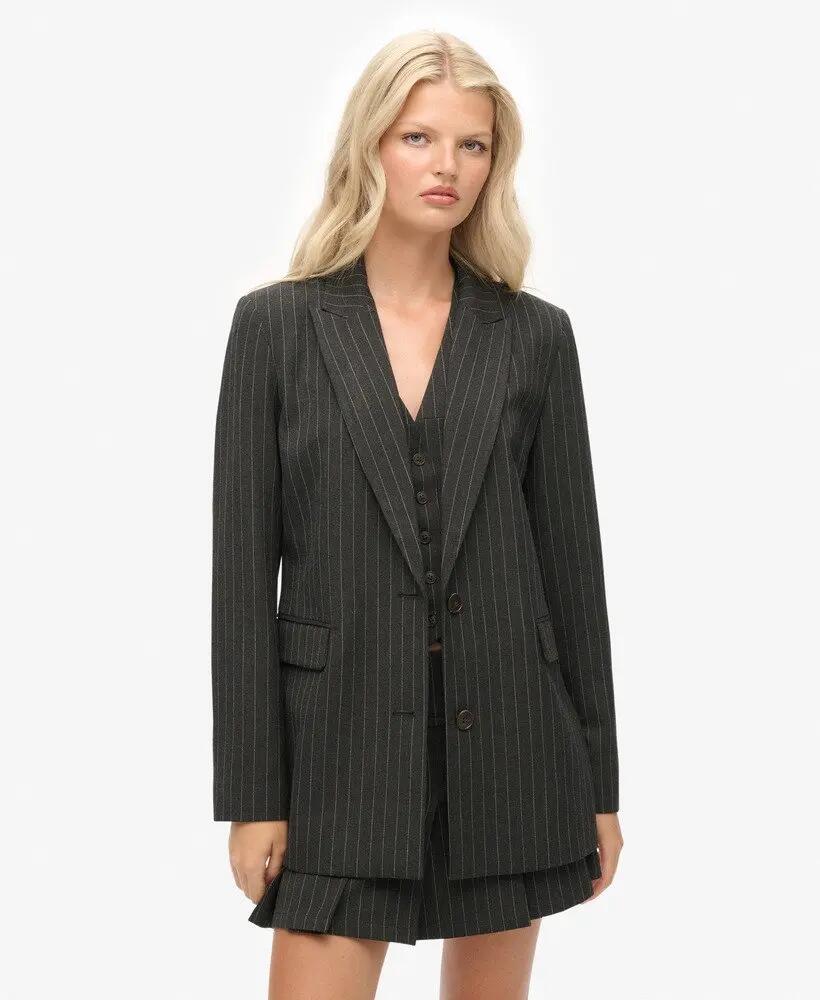 superdry Marynarka Pinstripe Boyfriend Blazer slim 3/7