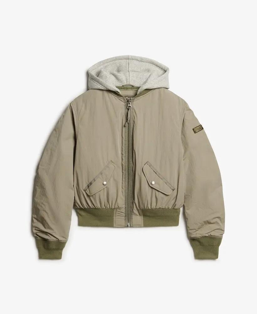 superdry Damska kurtka Hooded MA1 Bomber – Light Khaki Green 7/7