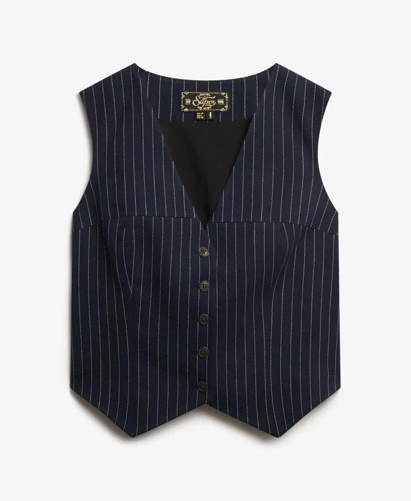 superdry Gilet Pinstripe slim fit – NAVY PINSTRIPE 7/7