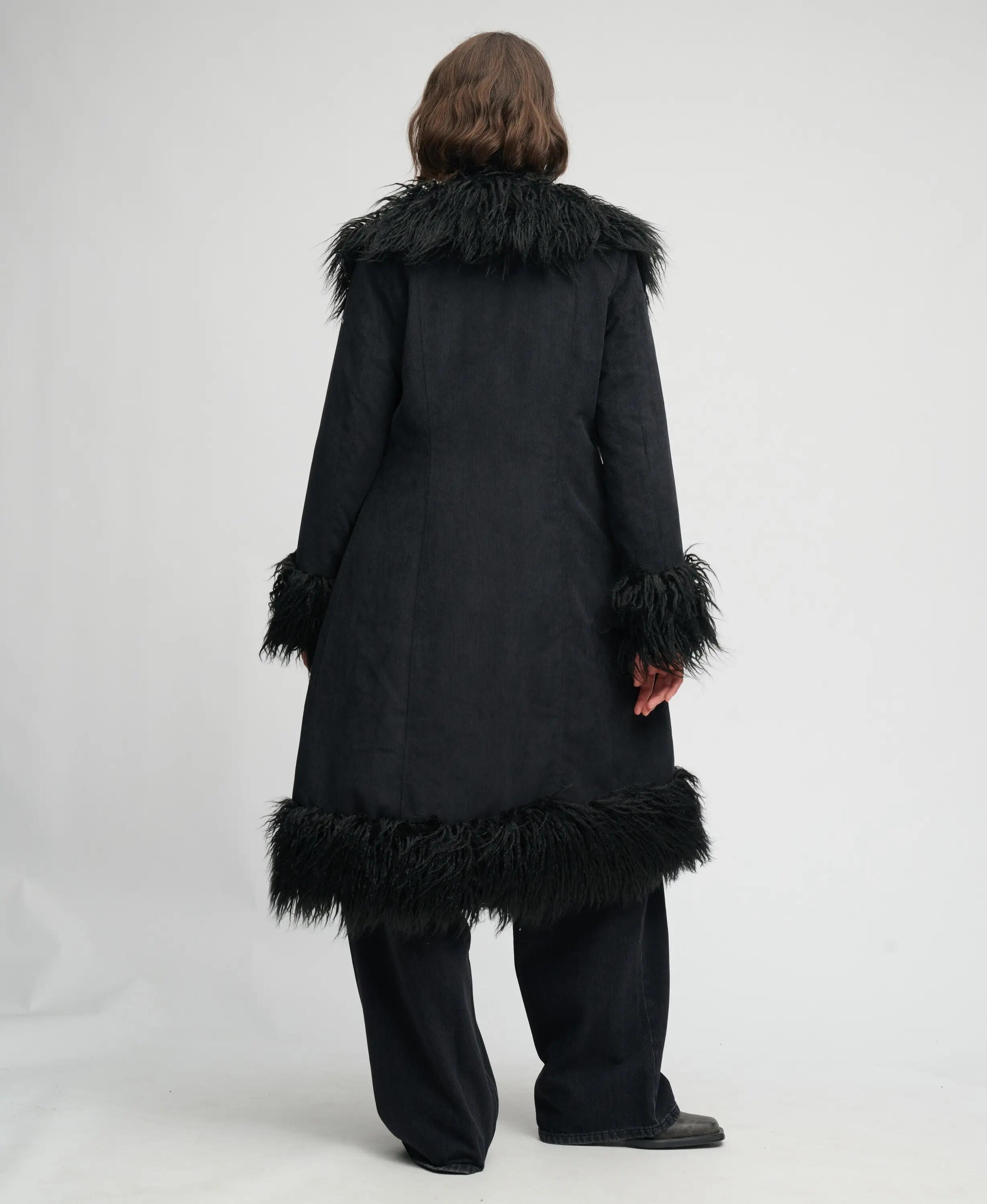 superdry Long Afghan Coat – casaco longo slim em bombazina 6/6