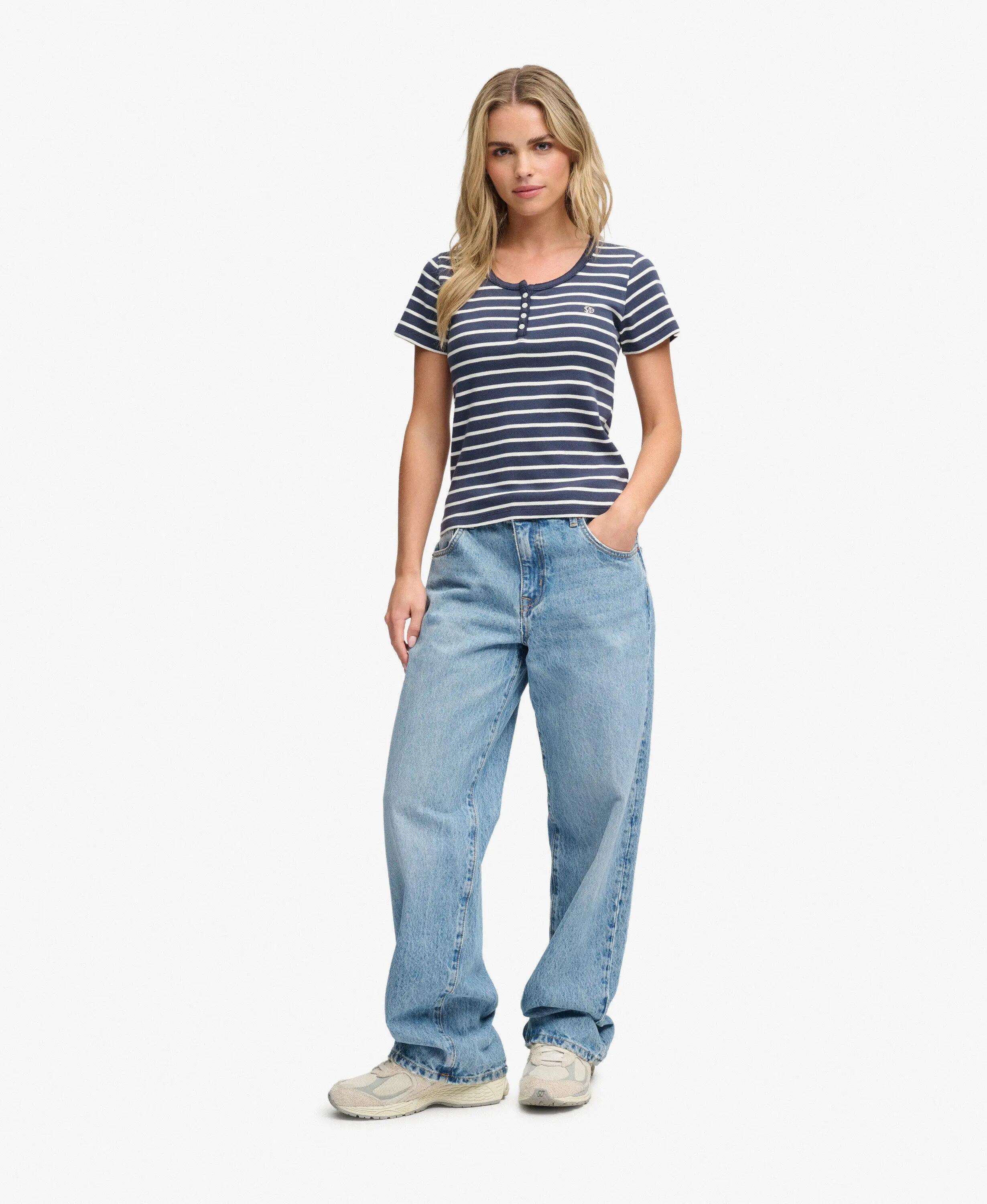 superdry Athletic Essentials T‑shirt met knoopsluiting in jersey – Standard 3/6