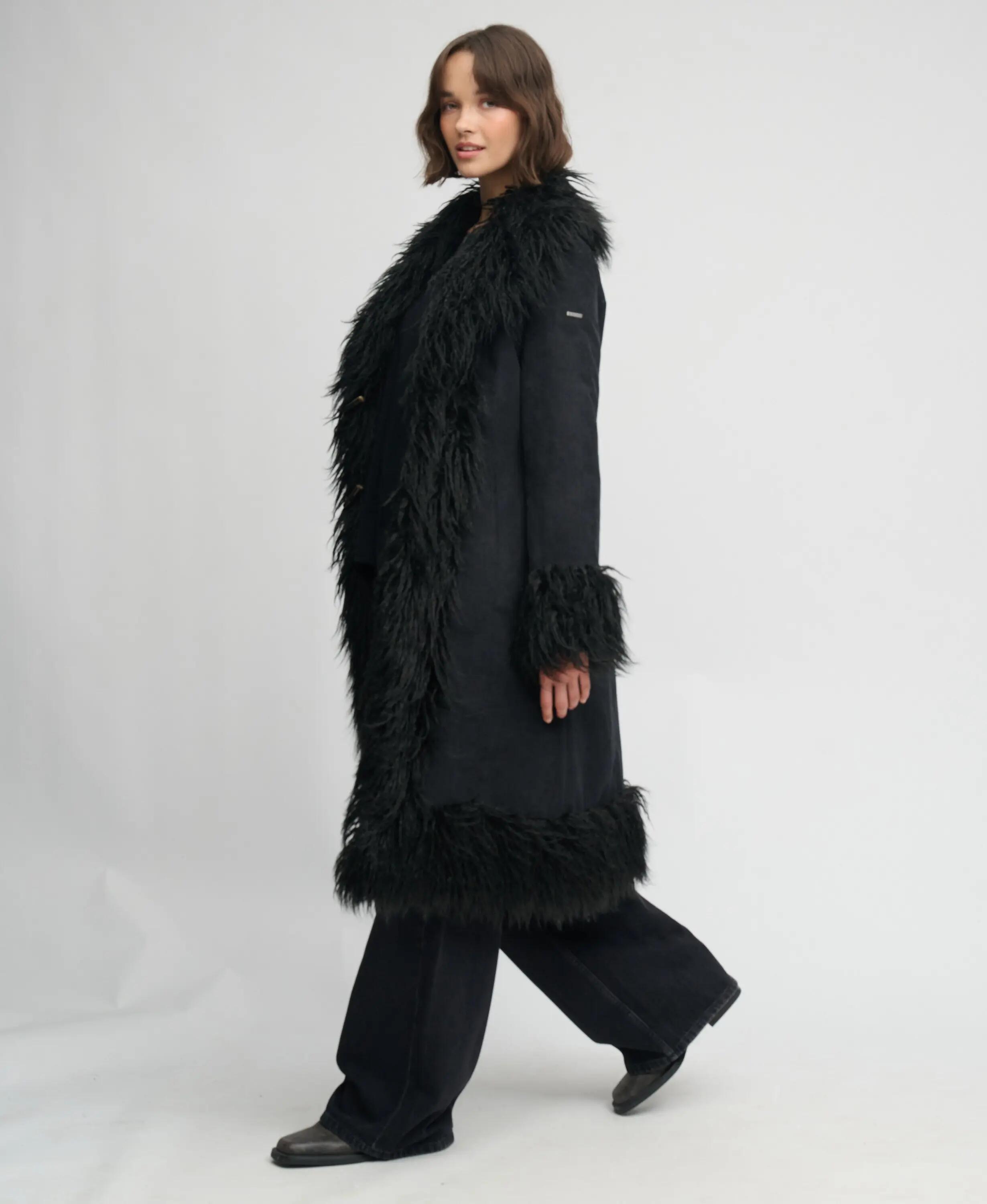 superdry Long Afghan Coat – casaco longo slim em bombazina 5/6