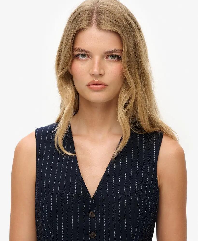 superdry Gilet Pinstripe slim fit – NAVY PINSTRIPE 4/7