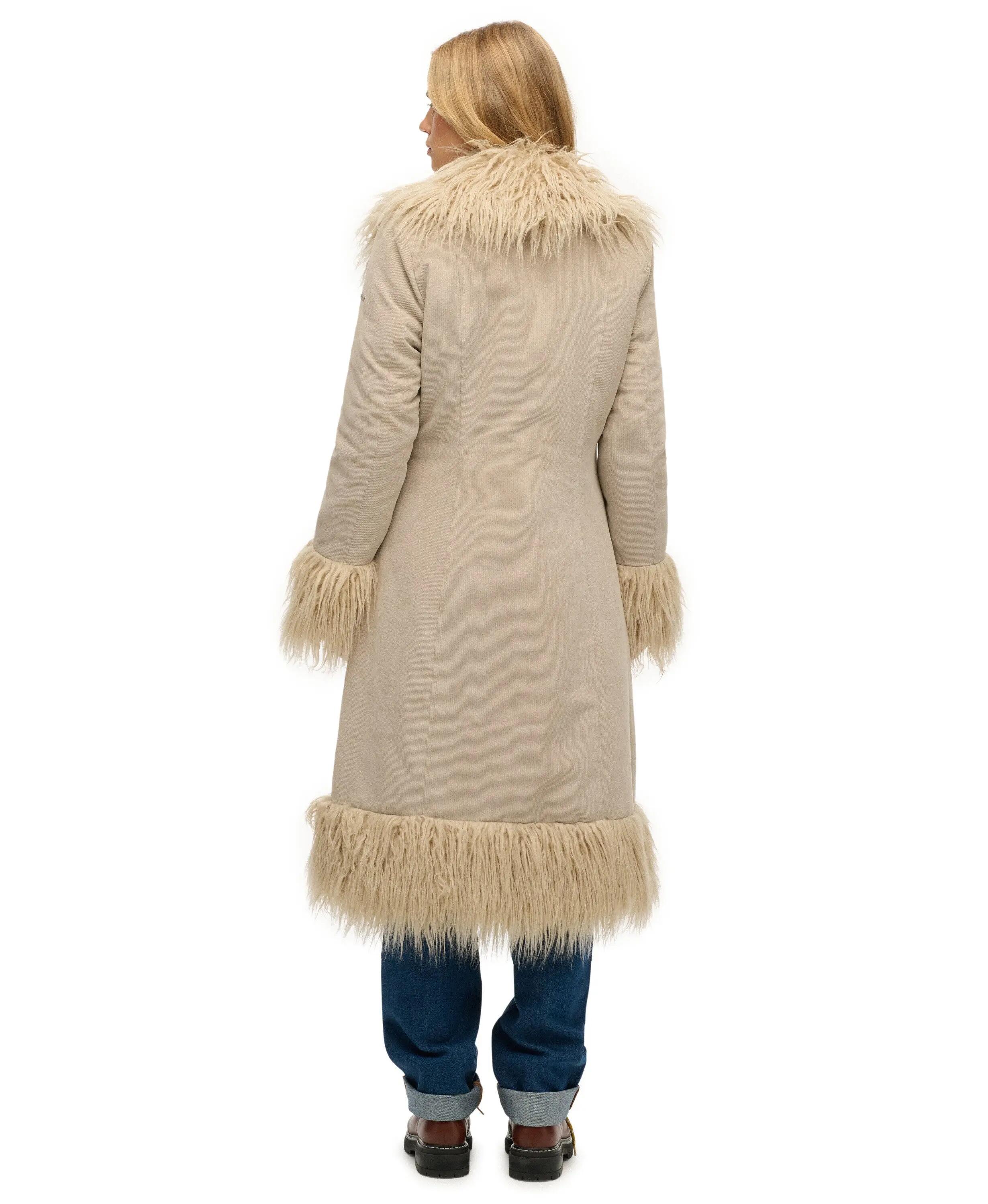 superdry Casaco Long Afghan Slim em bombazina - TAUPE 6/7