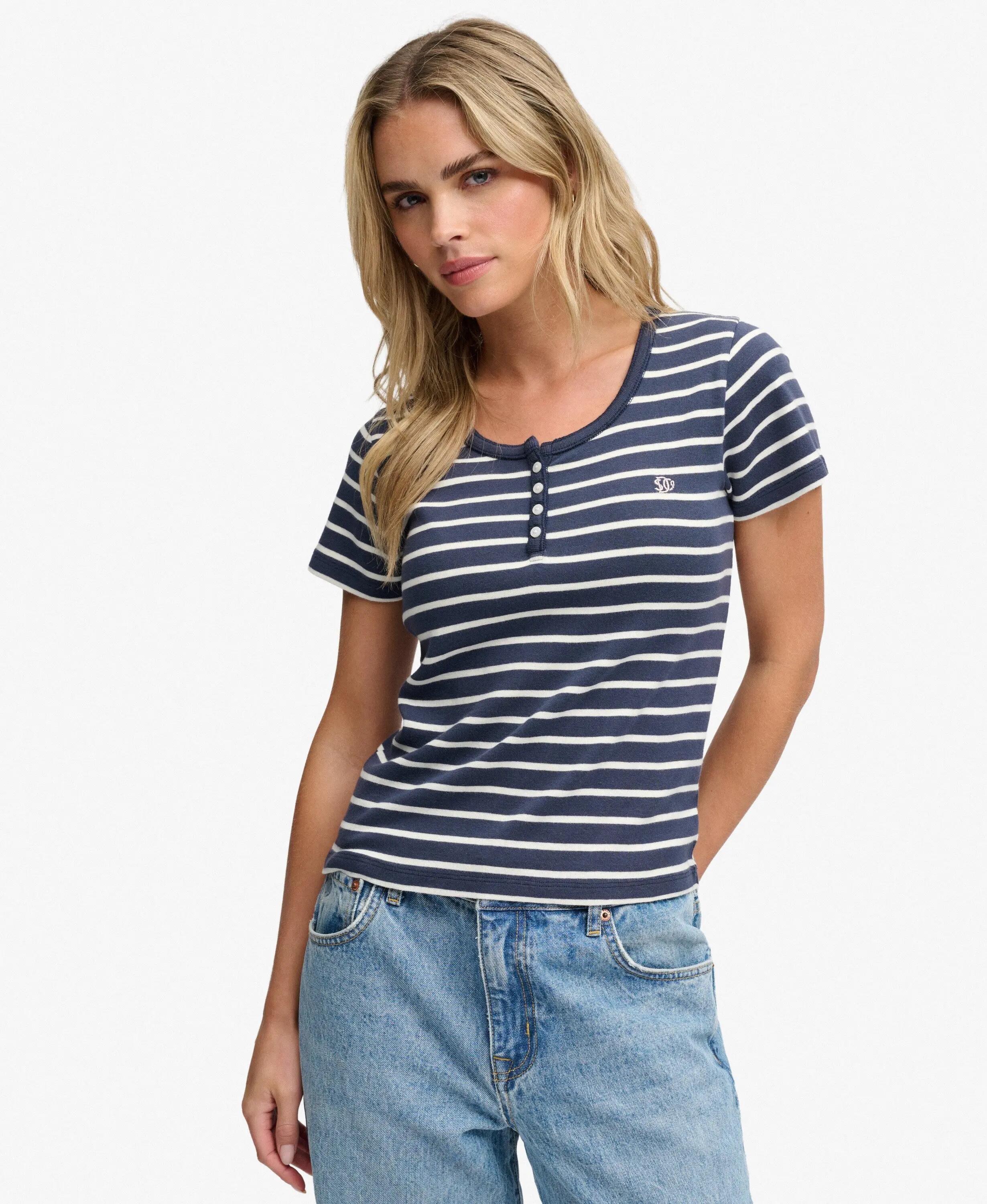 superdry Athletic Essentials T‑shirt met knoopsluiting in jersey – Standard 2/6