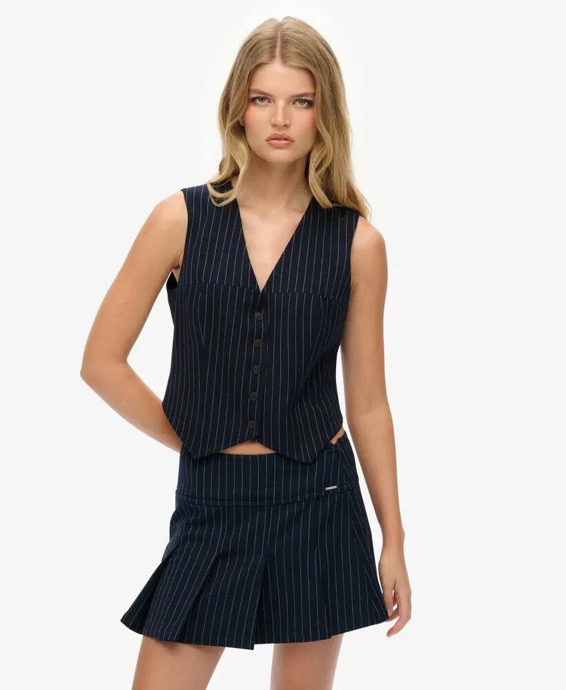superdry Gilet Pinstripe slim fit – NAVY PINSTRIPE 2/7