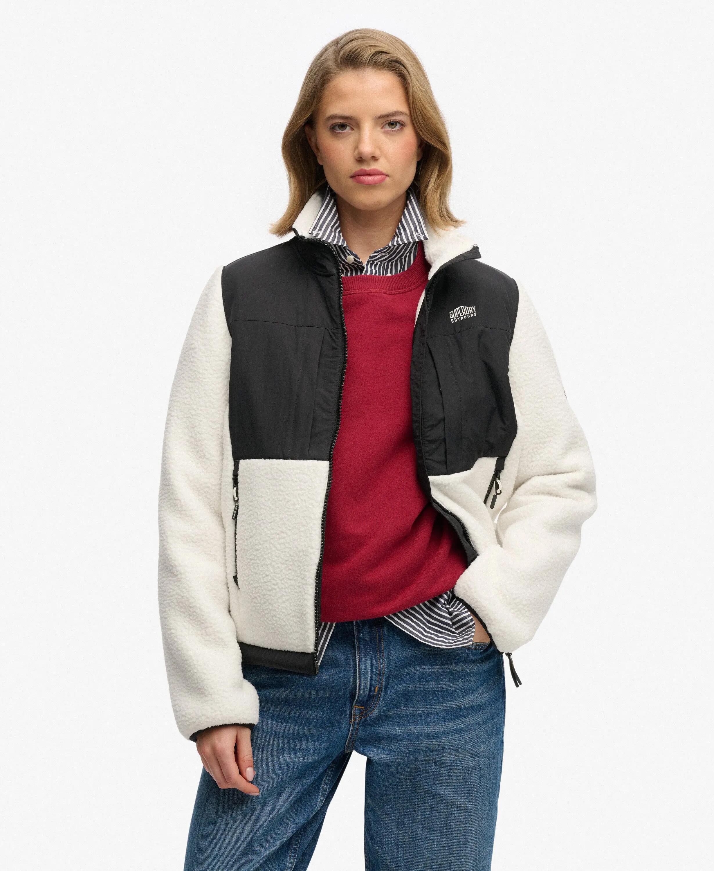 superdry Polar Fleece Hybrid Trekker Kurtka – Off White 5/7