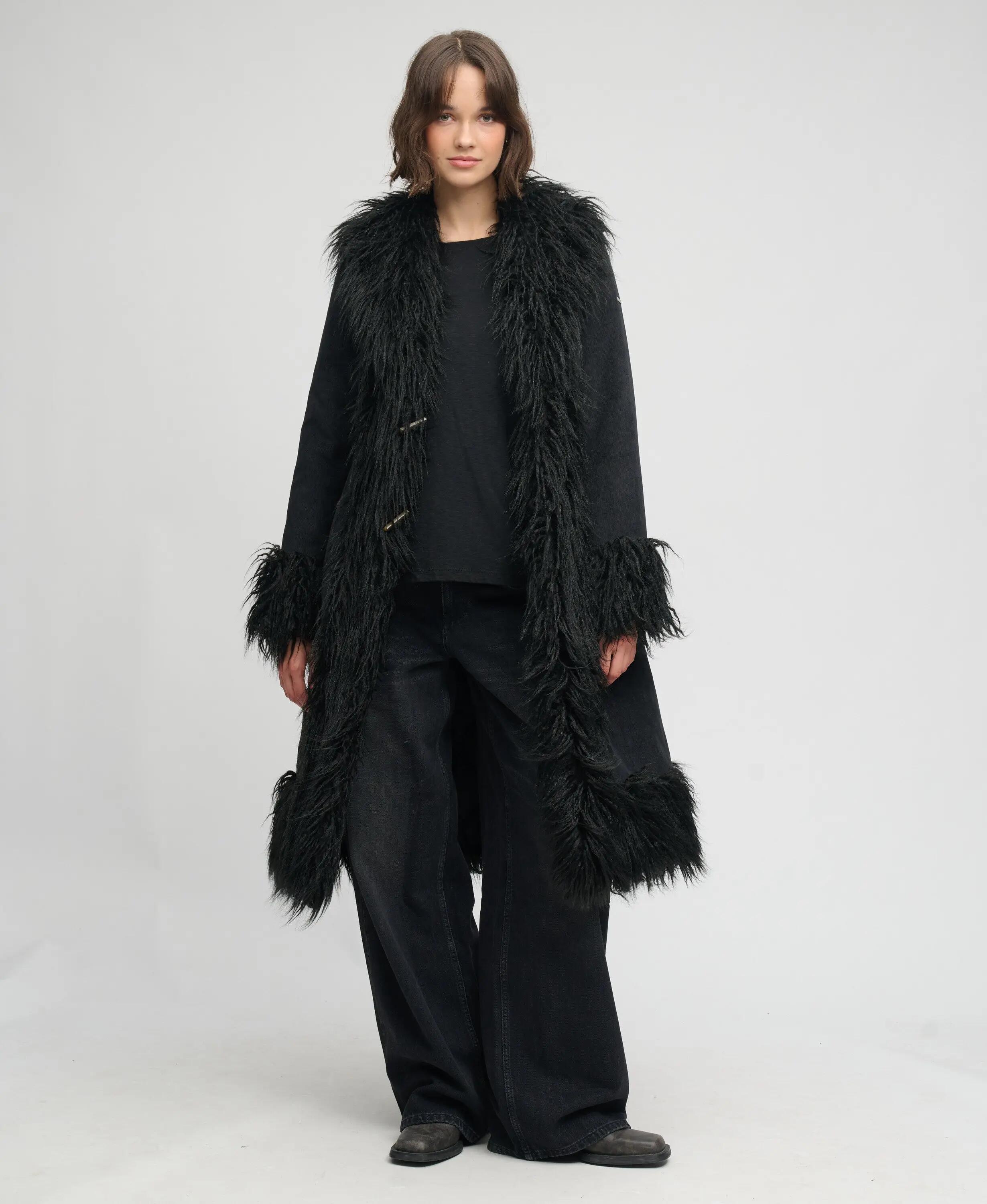 superdry Long Afghan Coat – casaco longo slim em bombazina 3/6