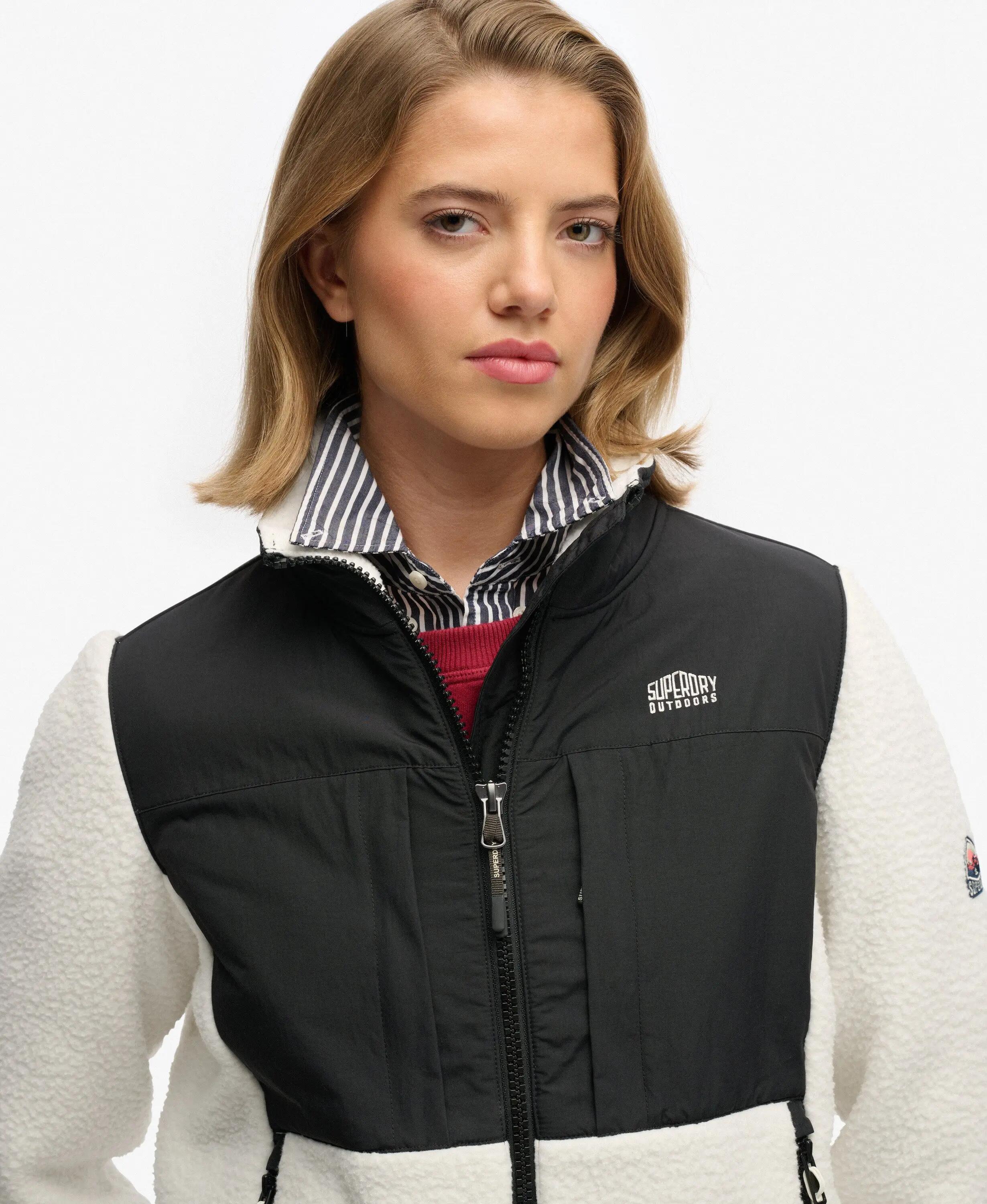 superdry Polar Fleece Hybrid Trekker Kurtka – Off White 4/7