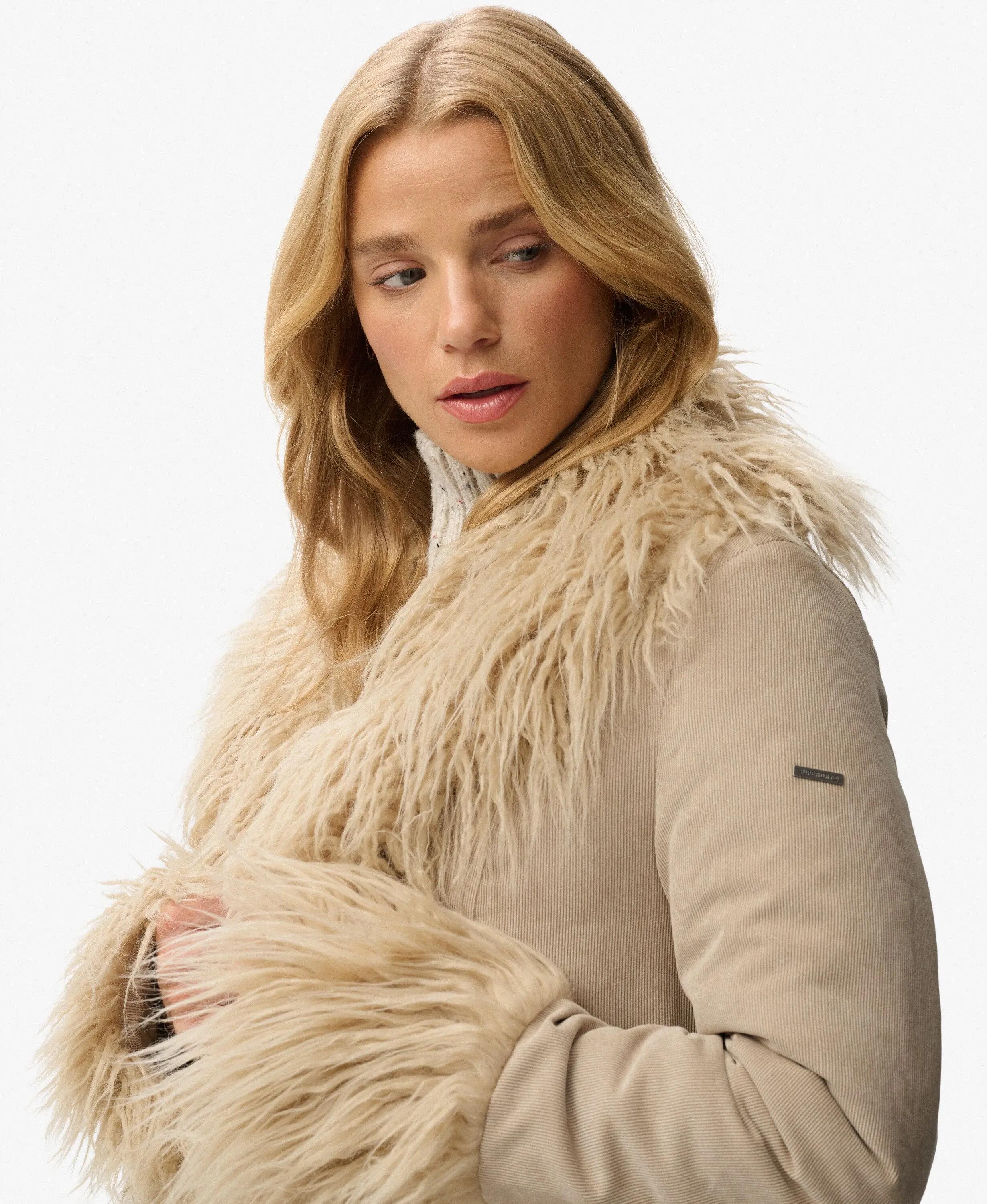 superdry Casaco Long Afghan Slim em bombazina - TAUPE 4/7