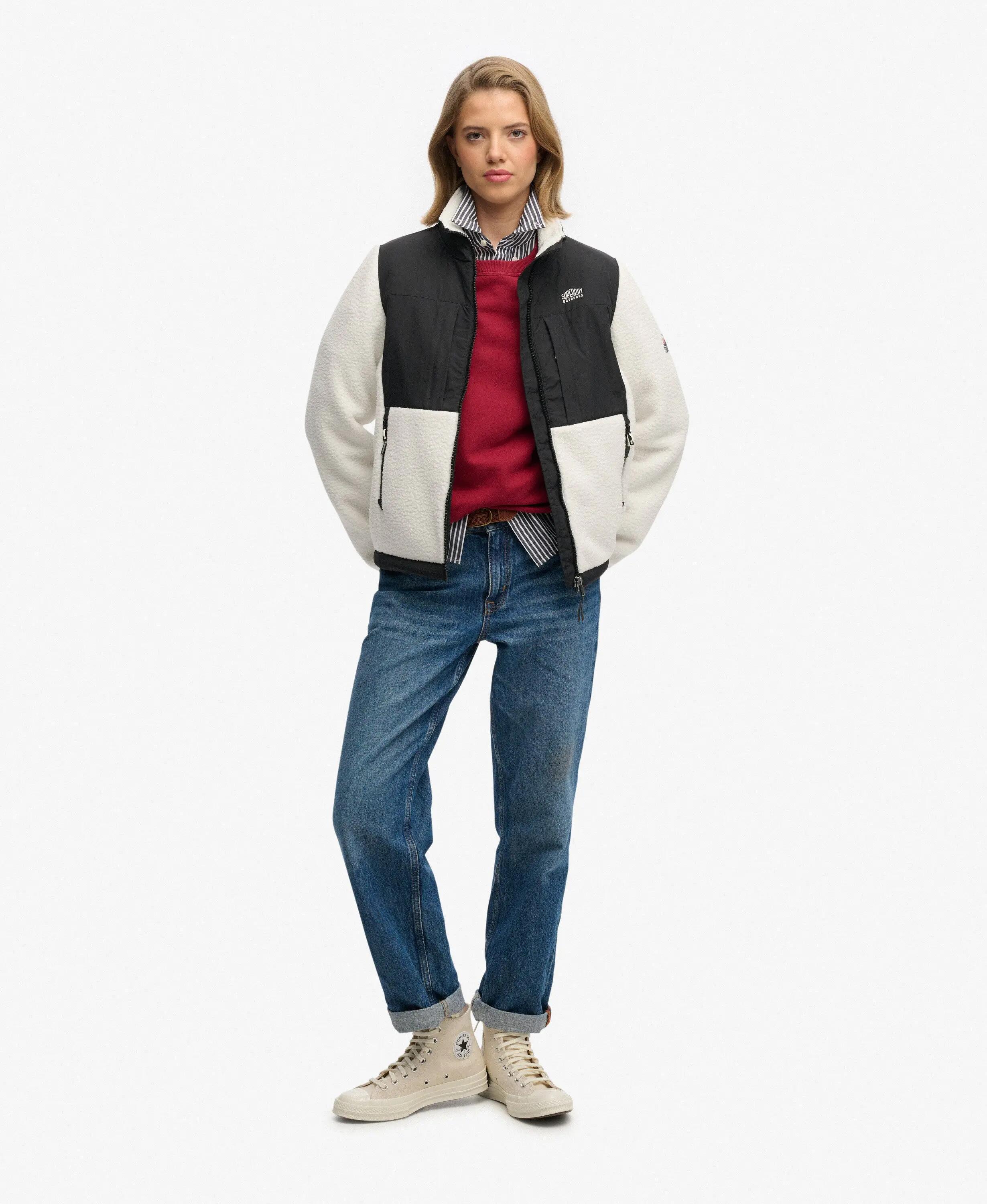 superdry Polar Fleece Hybrid Trekker Kurtka – Off White 3/7