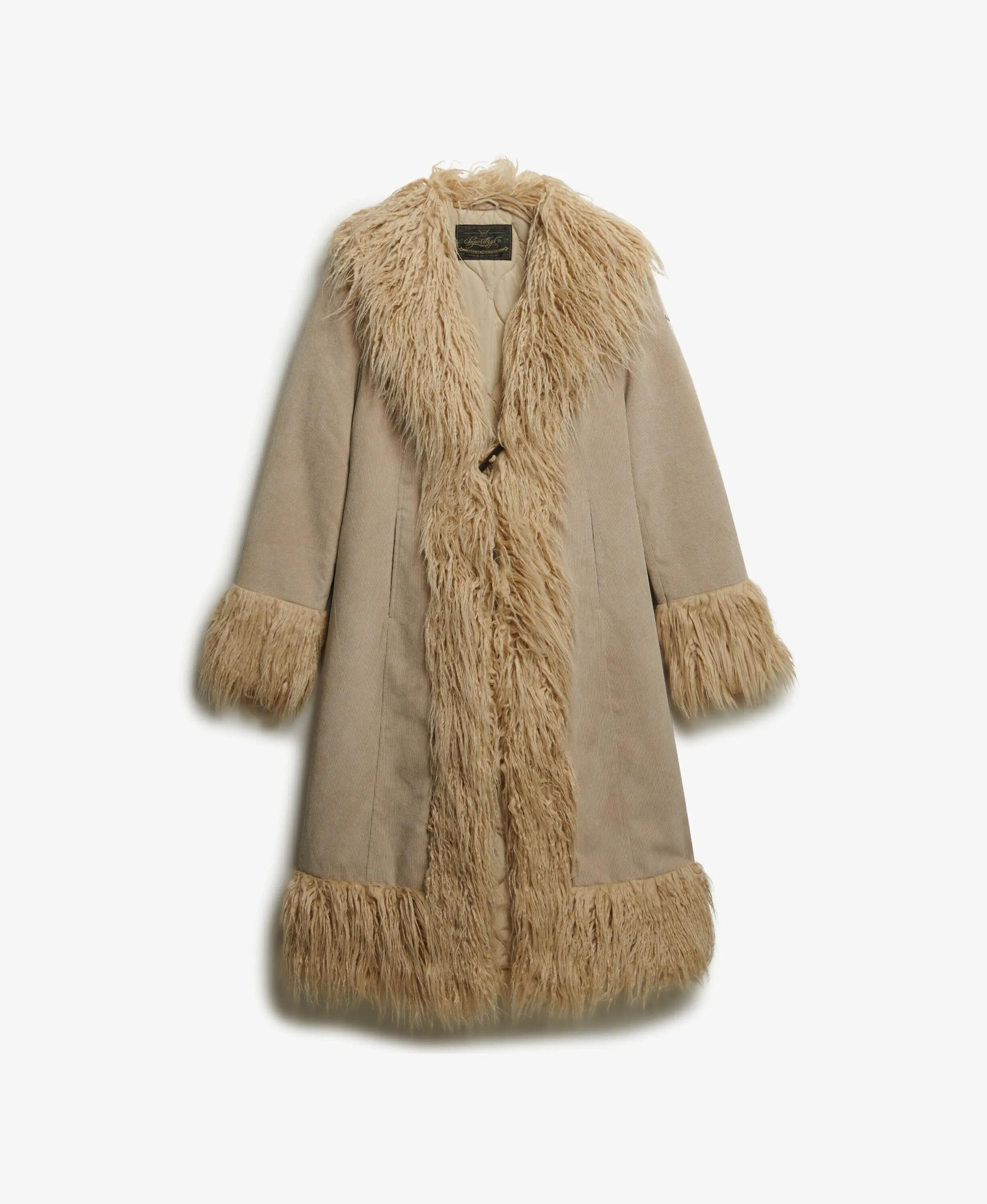 superdry Casaco Long Afghan Slim em bombazina - TAUPE 3/7