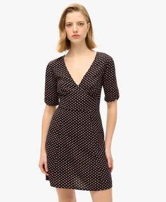 Superdry gedrukt mini-jurk van viscose diamond geo black