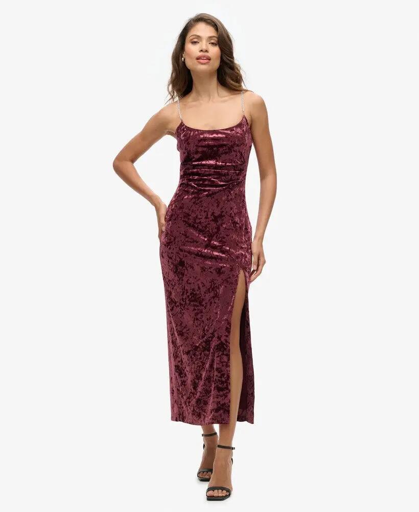 superdry Diamonte Velvet Maxi Dress fluwelen lange jurk 1/6