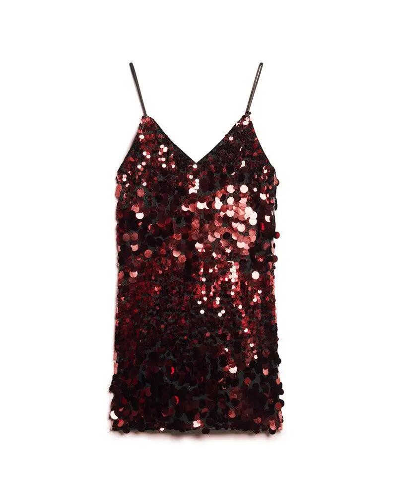 superdry Disco Sequin Mini Dress – Vermelho Brocado 7/7