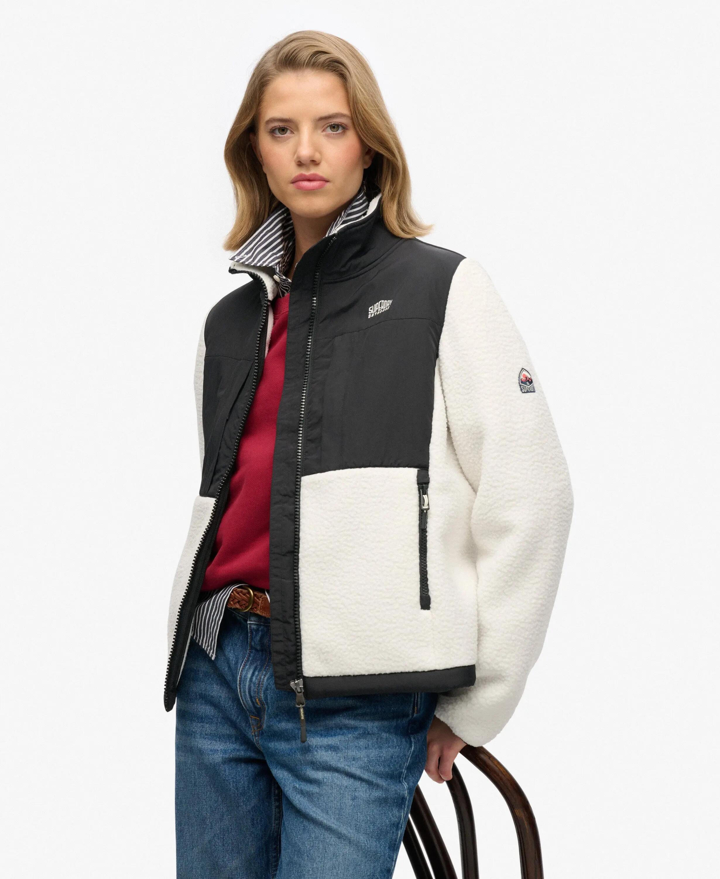 superdry Polar Fleece Hybrid Trekker Kurtka – Off White 2/7