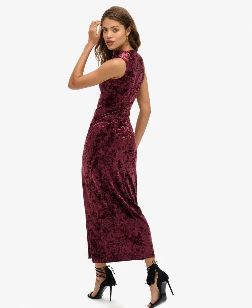 superdry Vestido Maxi de Veludo gola alta sem mangas 5/6