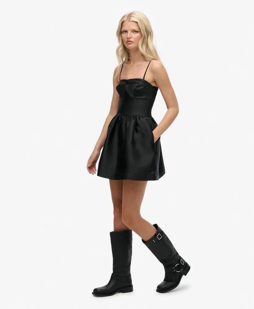 superdry Vestido mini Corset Cami preto em 100% poliéster 6/7