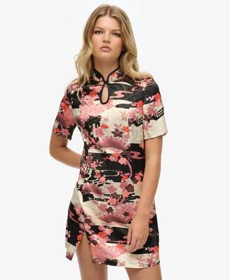 Superdry mandarin jacquard minijurk van lenzing™ ecovero™ viscose